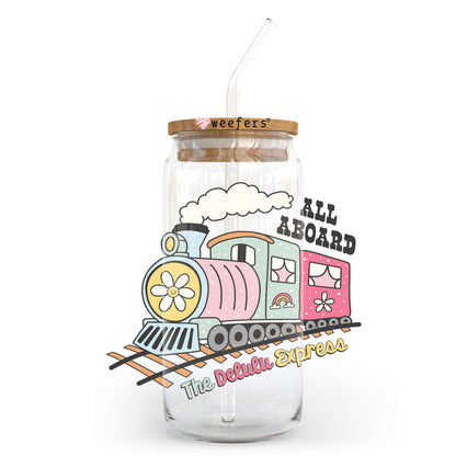 All Aboard the Delulu Express 20oz Libbey Glass Can UV DTF or Sublimation Wrap - Decal Transfer - Weefers