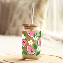 Load image into Gallery viewer, a mason jar with a straw in it and a watermelon design
