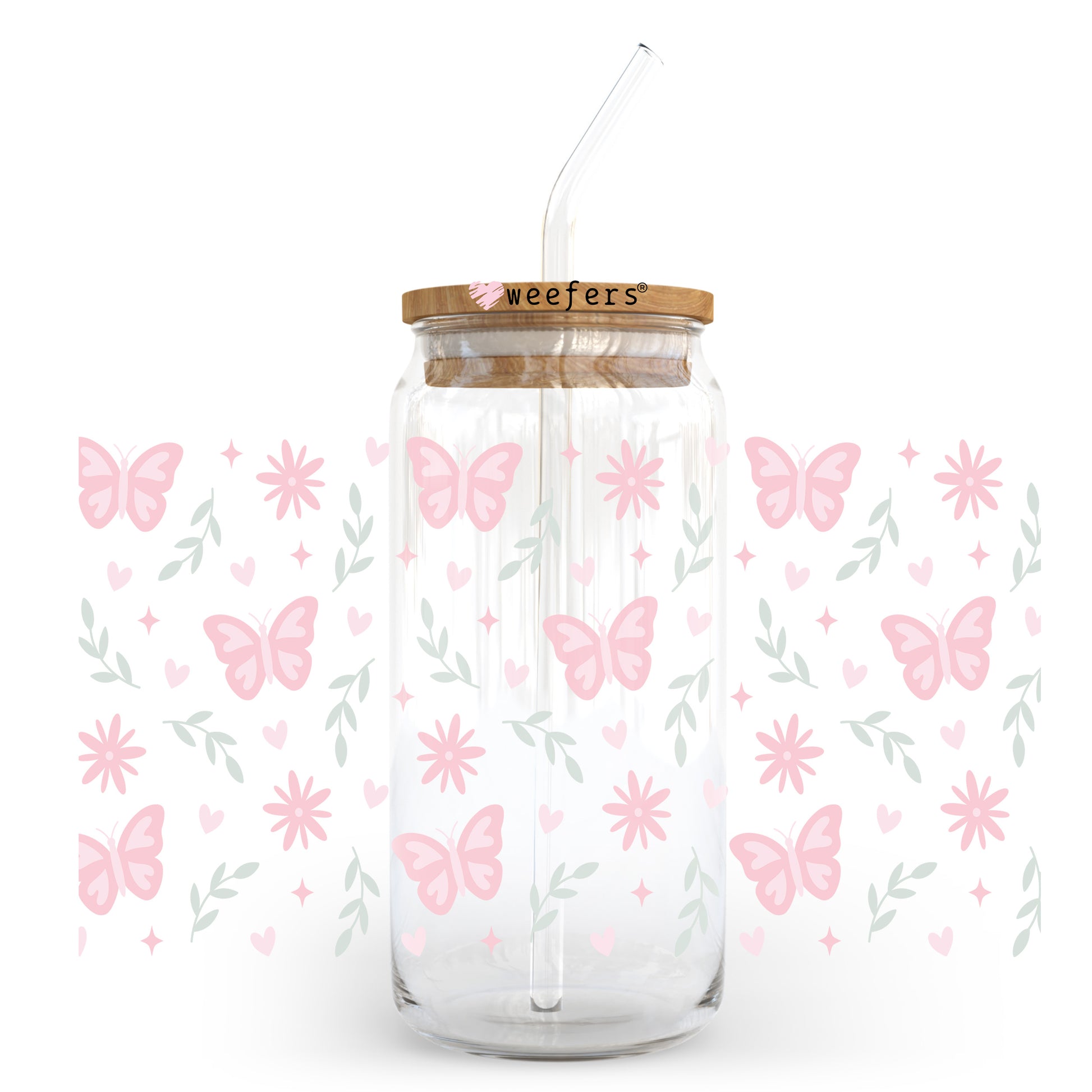 Dainty Butterflies 20oz Libbey Glass Can, 34oz Hip Sip, 40oz Tumbler, 24oz Cold Cup UV DTF or Sublimation Decal Transfer - Weefers