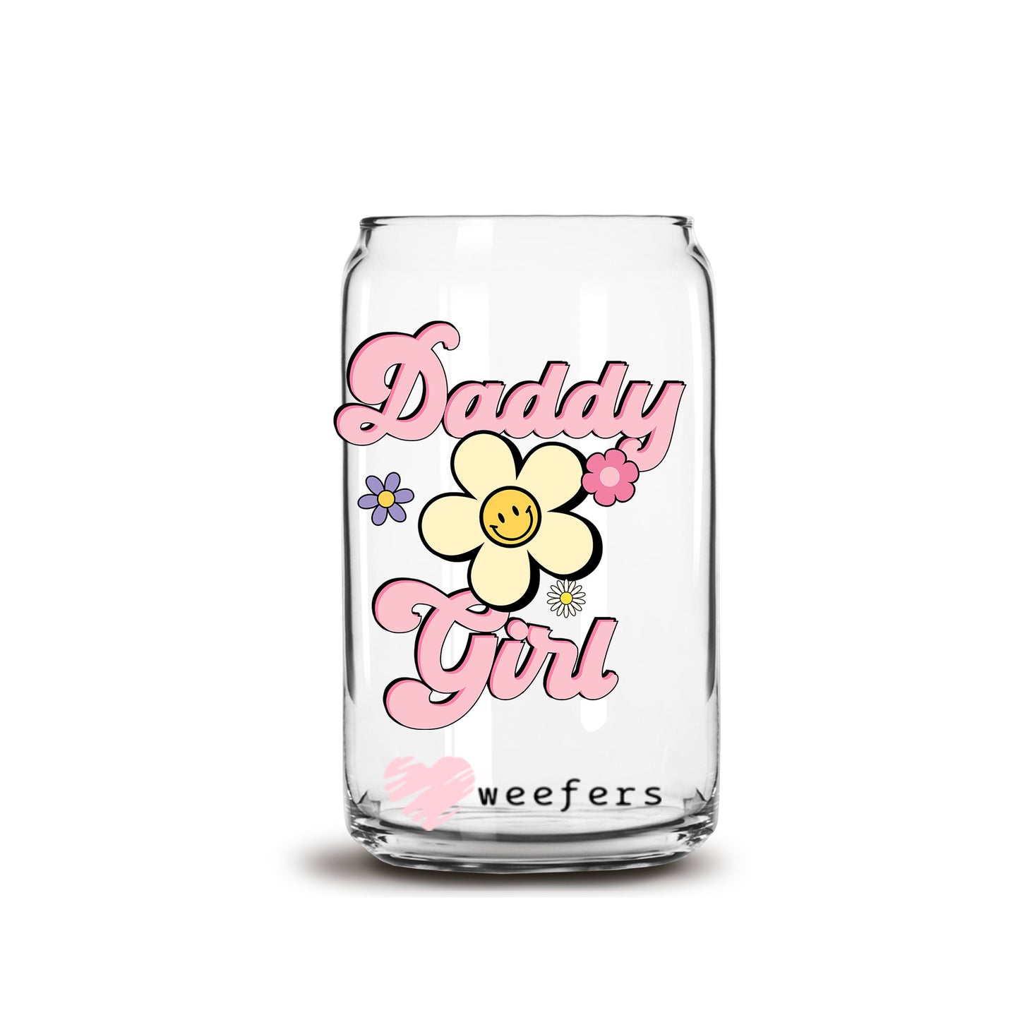 Daddy's Girl Retro Flower 16oz Libbey Glass Can UV DTF or Sublimation Wrap - Decal Transfer - Weefers