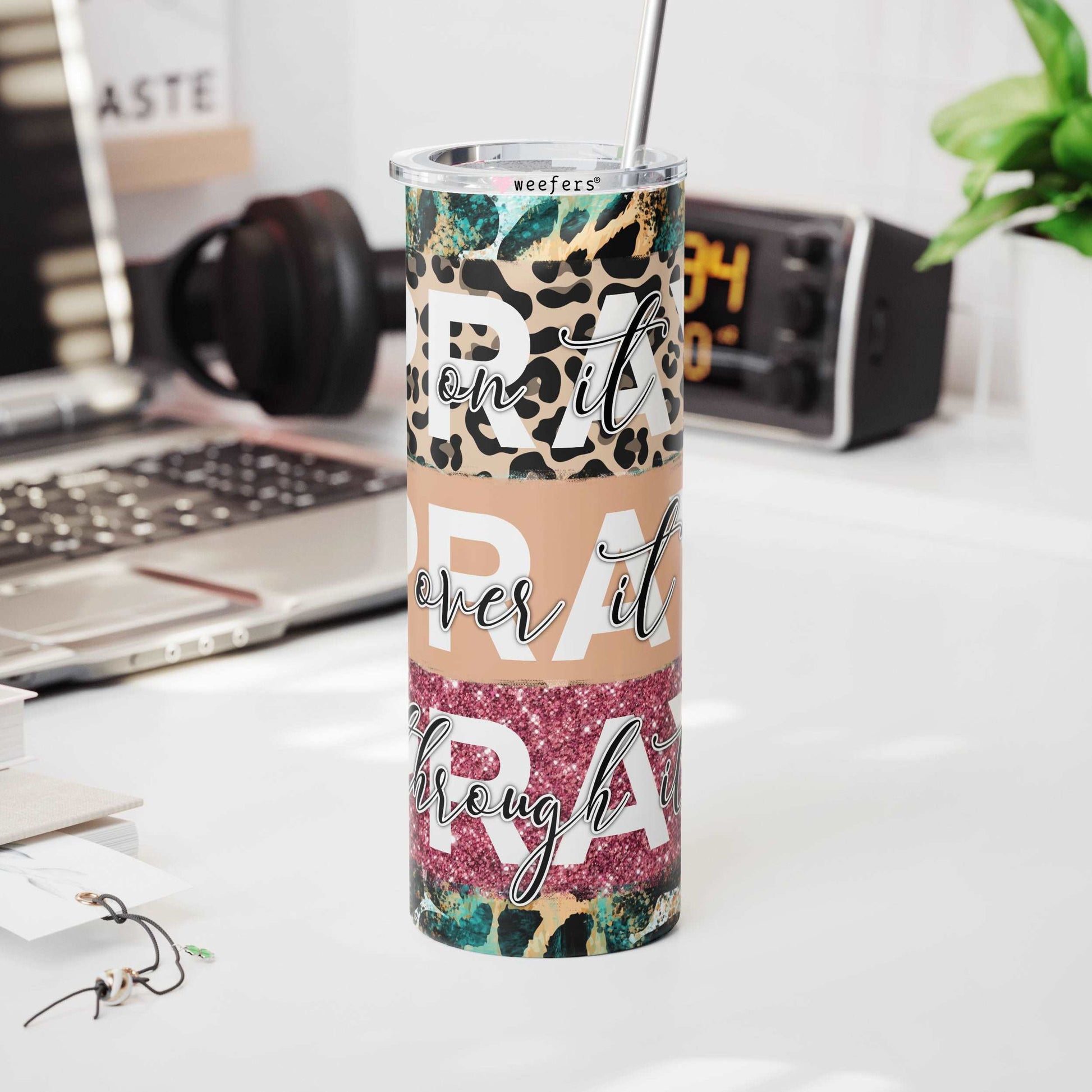 20oz Skinny Tumbler Wrap - Pray Pray Pray Leopard - Weefers