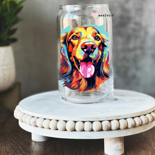 Irish Setter Colorful Watercolor 16oz Libbey Glass Can UV DTF or Sublimation Wrap - Decal - Weefers