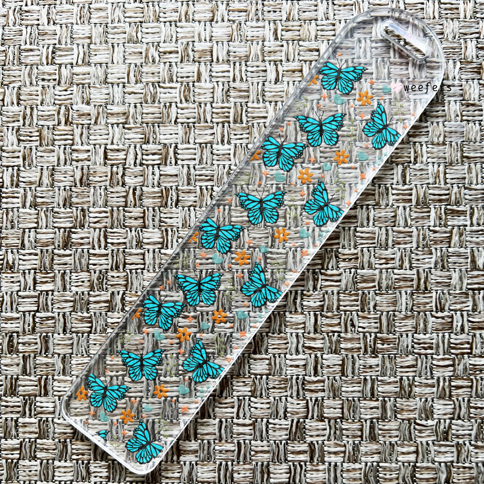 Blue Butterflies Bookmark UV DTF Decal - Weefers