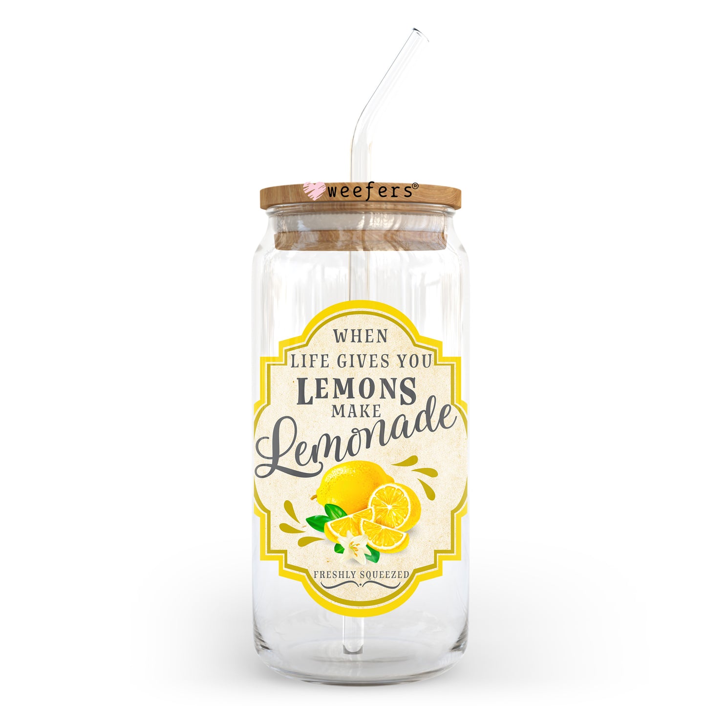 When Life Gives You Lemons Make Lemonade 20oz Libbey Glass Can UV DTF or Sublimation Wrap - Decal - Weefers