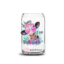 Load image into Gallery viewer, a glass jar with a cow wearing a pink bow
