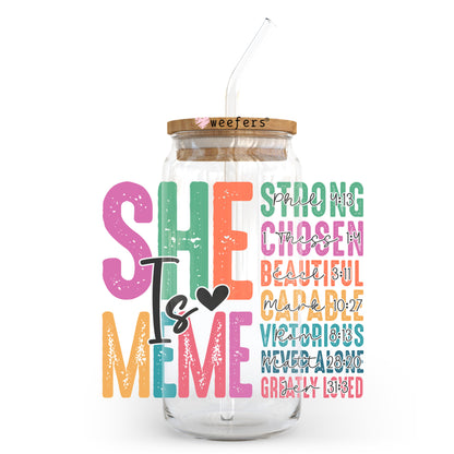 She Is Meme Christian 20oz Libbey Glass Can UV DTF or Sublimation Wrap - Decal - Weefers