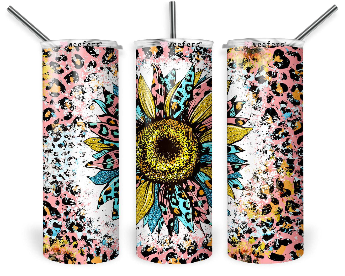 20oz Skinny Tumbler Wrap - Sunflower Leopard - Weefers