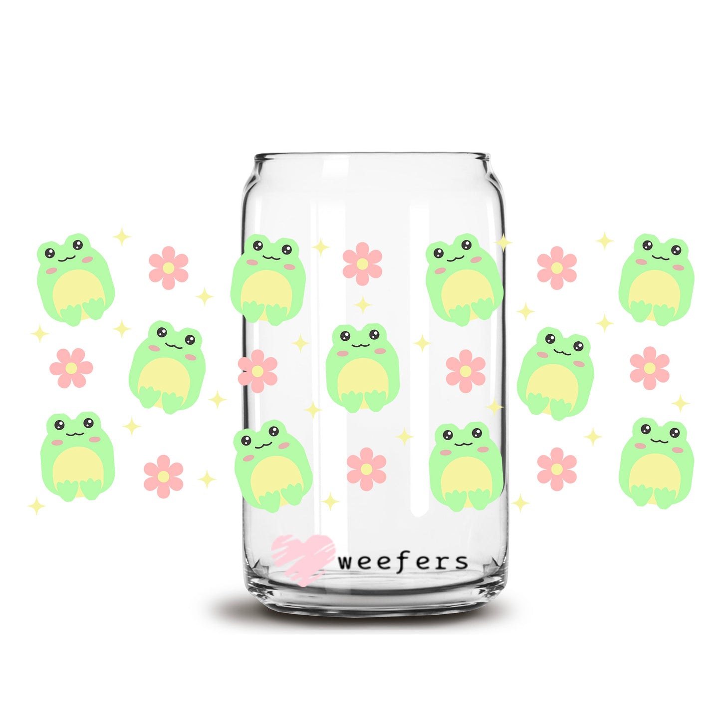 Frogs Frogging 16oz Libbey Glass Can UV DTF or Sublimation Wrap - Transfer - Weefers