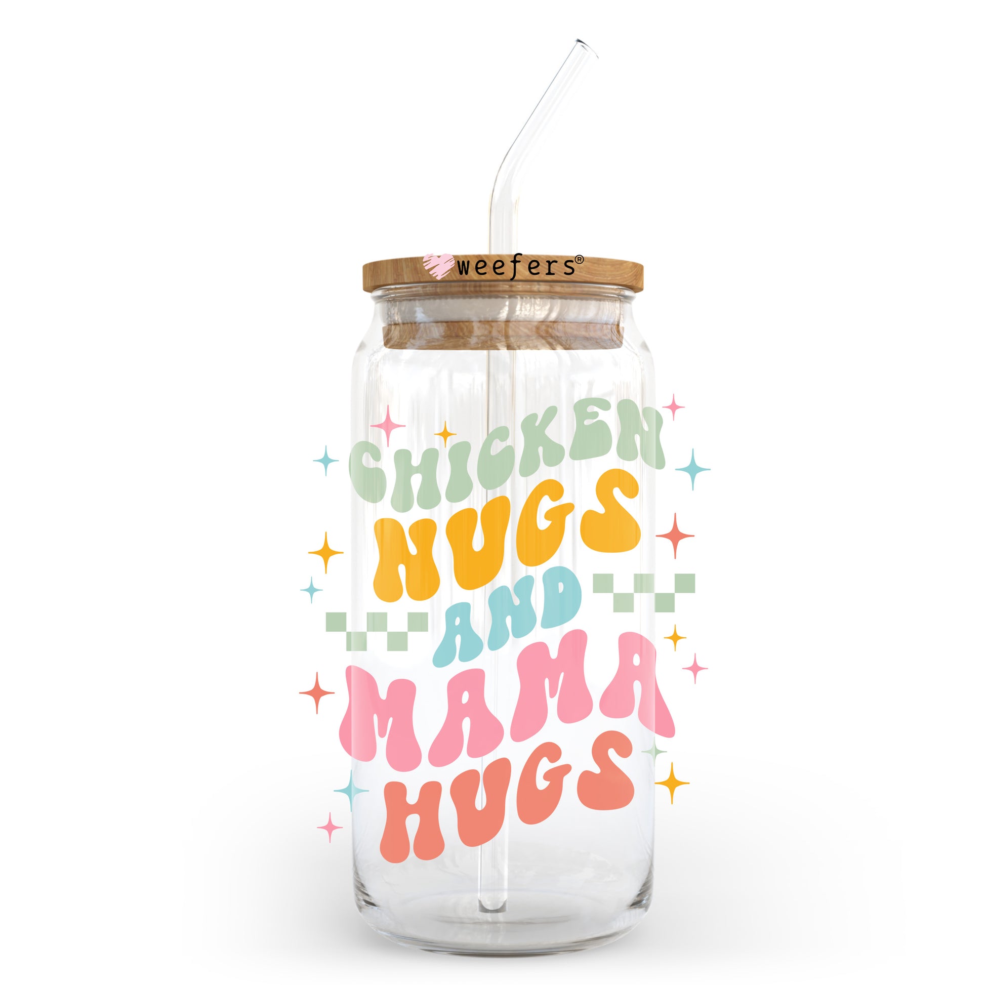 Chicken Nugs and Mama Hugs 20oz Libbey Glass Can UV DTF or Sublimation Decal - Weefers