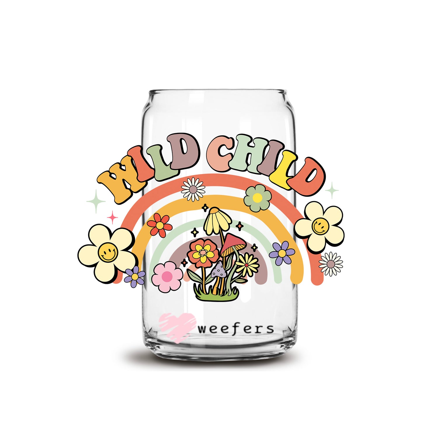 Wild Child Retro 16oz Libbey Glass Can UV DTF or Sublimation Wrap - Decal Transfer - Weefers