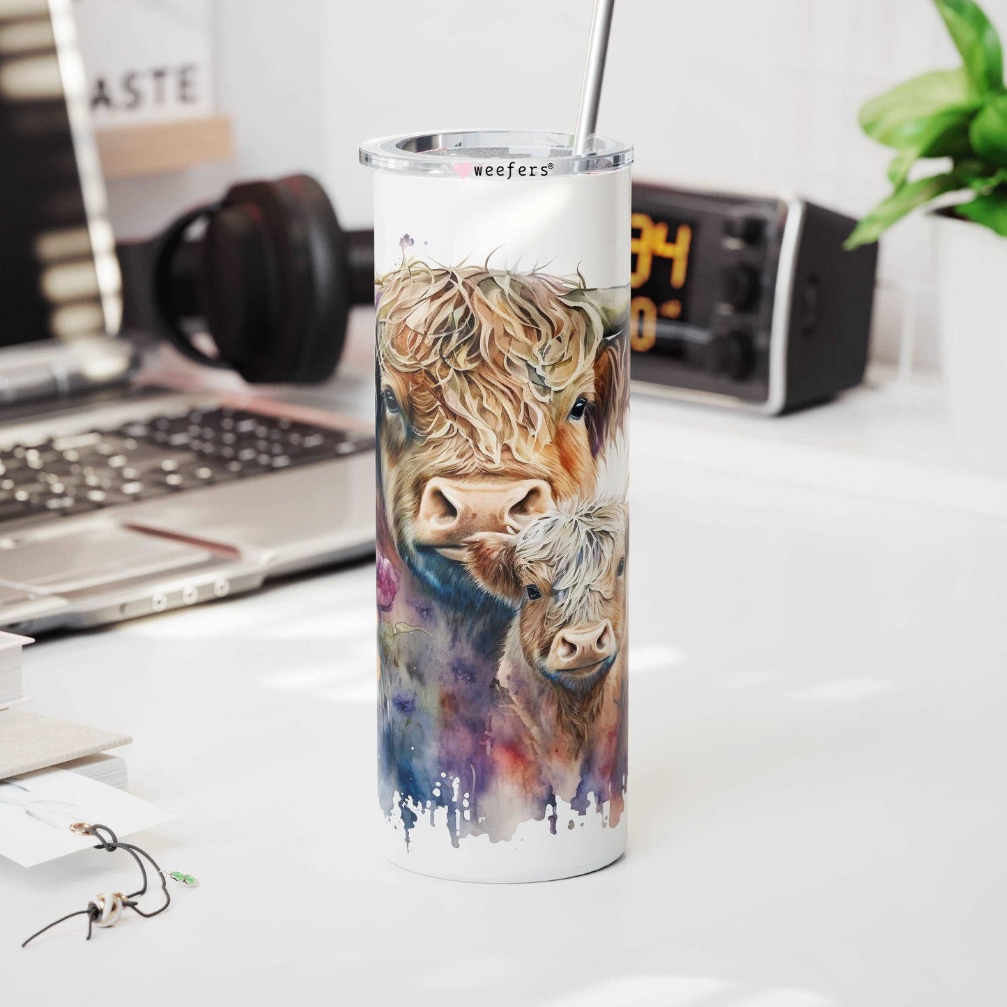 20oz Skinny Tumbler Wrap - Floral Cow - Weefers