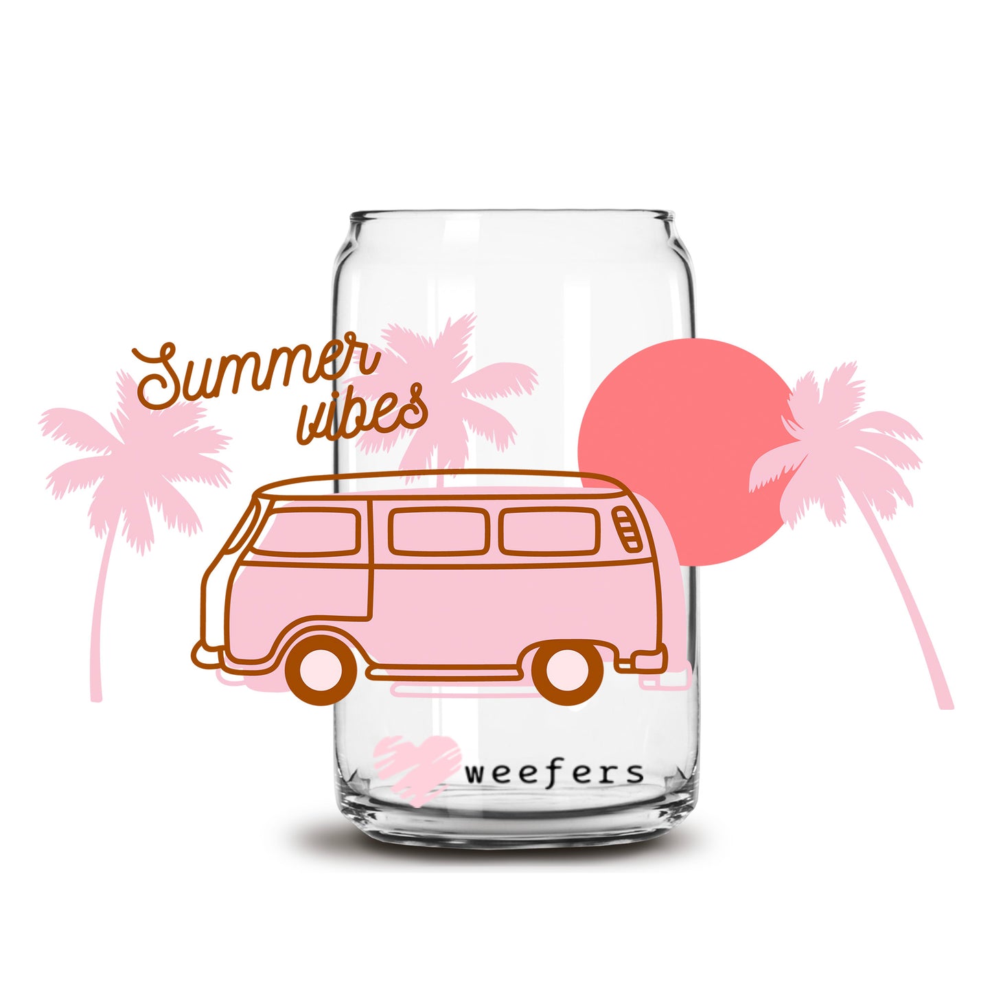 Summer Vibes Bus 16oz Libbey Glass Can UV DTF or Sublimation  Wrap - Transfer - Weefers