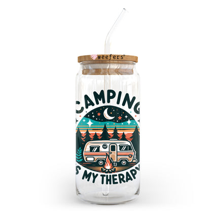 Camping is My Therapy 20oz Libbey Glass Can, 34oz Hip Sip, 40oz Tumbler, 24oz Cold Cup UV DTF or Sublimation Decal Transfer - Weefers