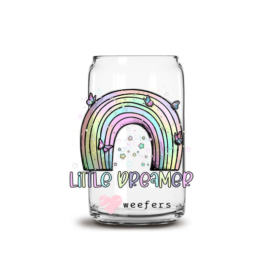 Little Dreamer Rainbow 16oz Libbey Glass Can UV DTF or Sublimation Wrap - Decal Transfer - Weefers