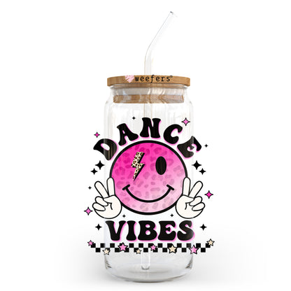 Dance Vibes Pink Smile Face 20oz Libbey Glass Can UV DTF or Sublimation Wrap - Decal Transfer - Weefers