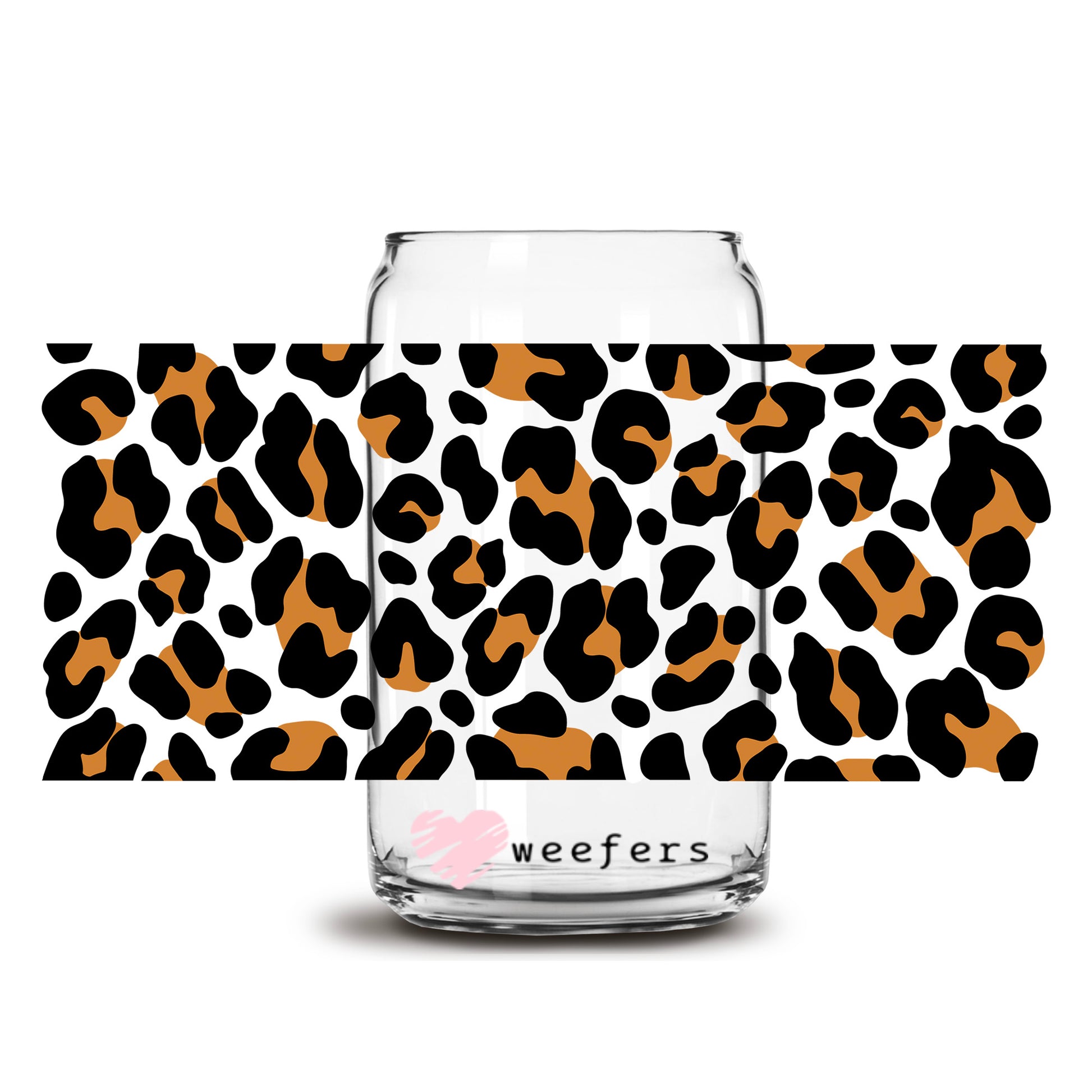 Cheetah Print 16oz Libbey Glass Can UV DTF or Sublimation Wrap Decal Transfer - Weefers