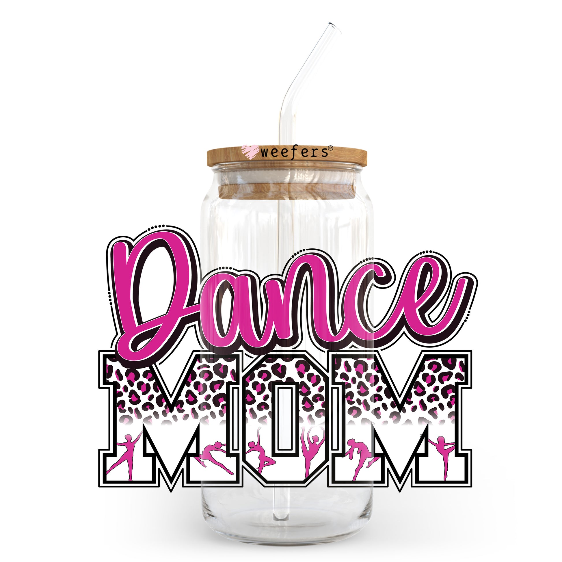 Dance Mom Pink Leopard 20oz Libbey Glass Can UV DTF or Sublimation Decal Transfer - Weefers