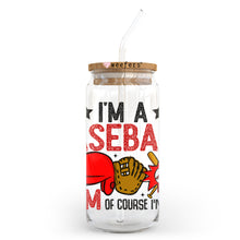 Load image into Gallery viewer, a glass jar with a straw in it that says i&#39;m a seba
