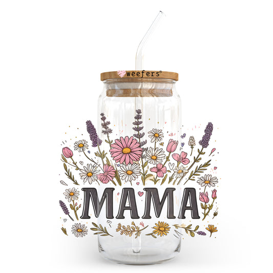 Wildflower Mama 20oz Libbey Glass Can, 34oz Hip Sip, 40oz Tumbler, 24oz Cold Cup UV DTF or Sublimation Decal Transfer - Weefers