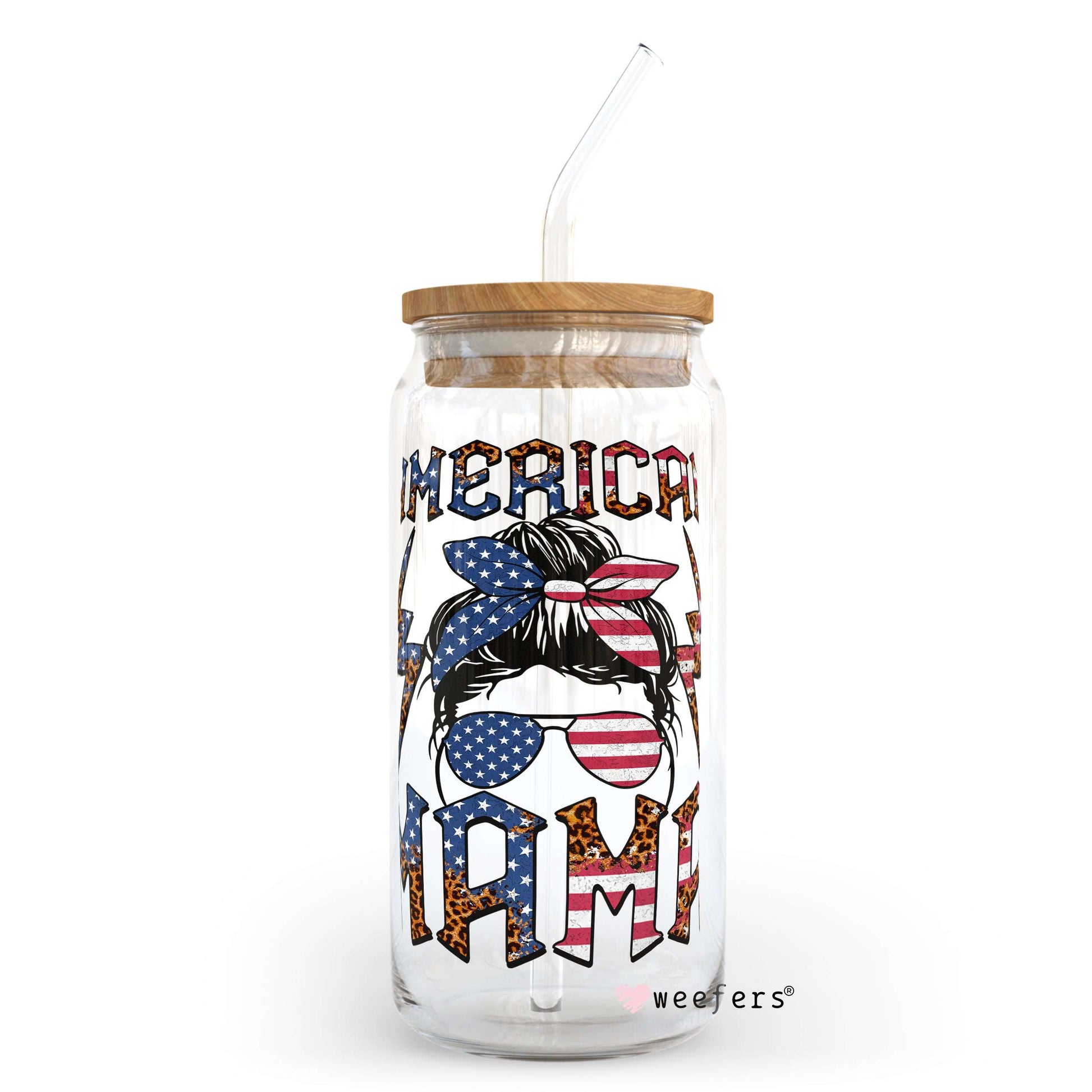 American Mama 20oz Libbey Glass Can, 34oz Hip Sip, 40oz Tumbler UV DTF or Sublimation Decal Transfer - Weefers