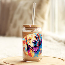 Load image into Gallery viewer, a glass with a straw in it with a picture of a dog on it
