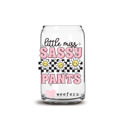 Little Miss Sassy Pants 16oz Libbey Glass Can UV DTF or Sublimation Wrap - Decal Transfers - Weefers