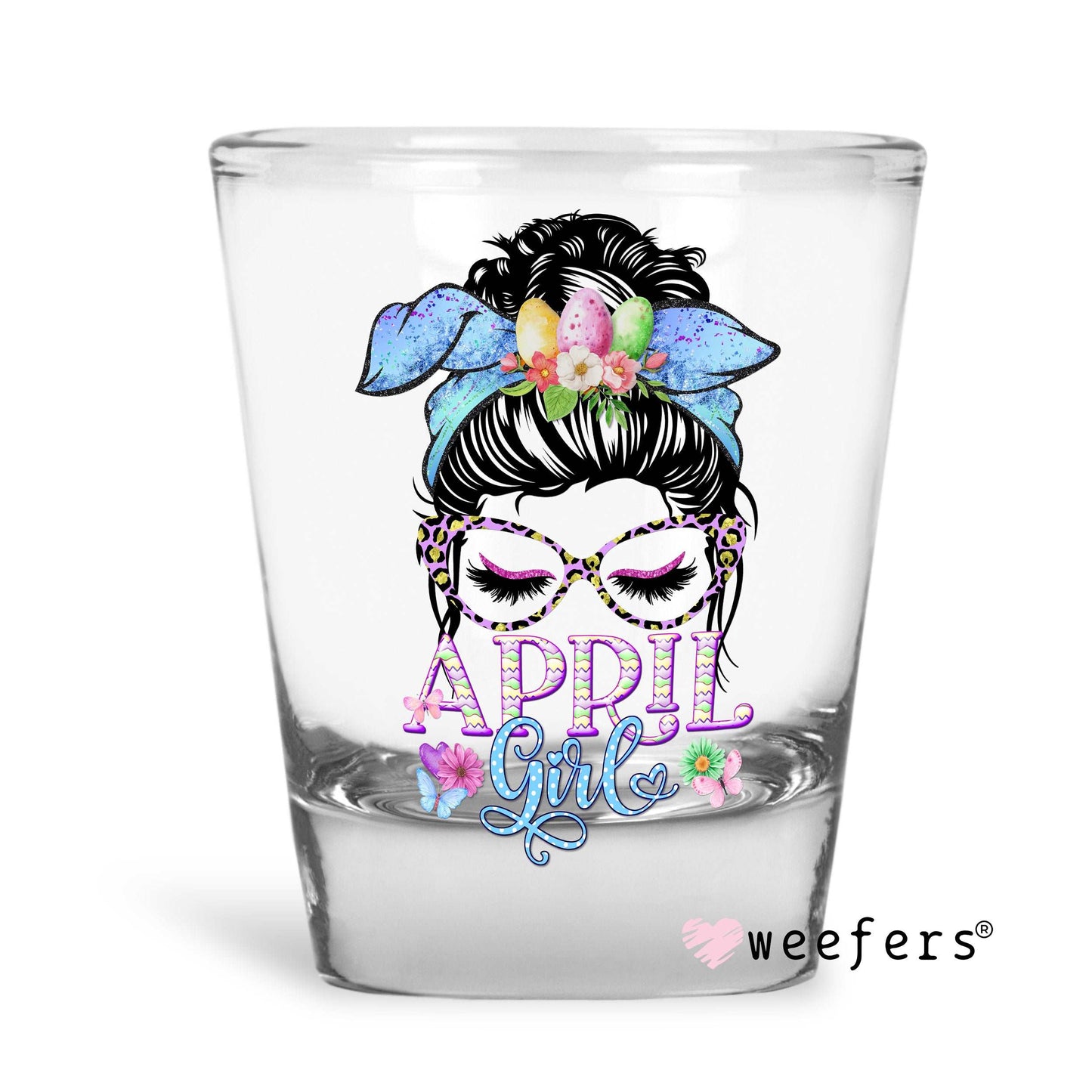 April Girl Shot Glass Short UV DTF or Sublimation Wrap - Decal - Weefers