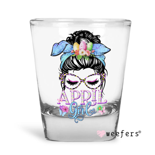 April Girl Shot Glass Short UV DTF or Sublimation Wrap - Decal - Weefers