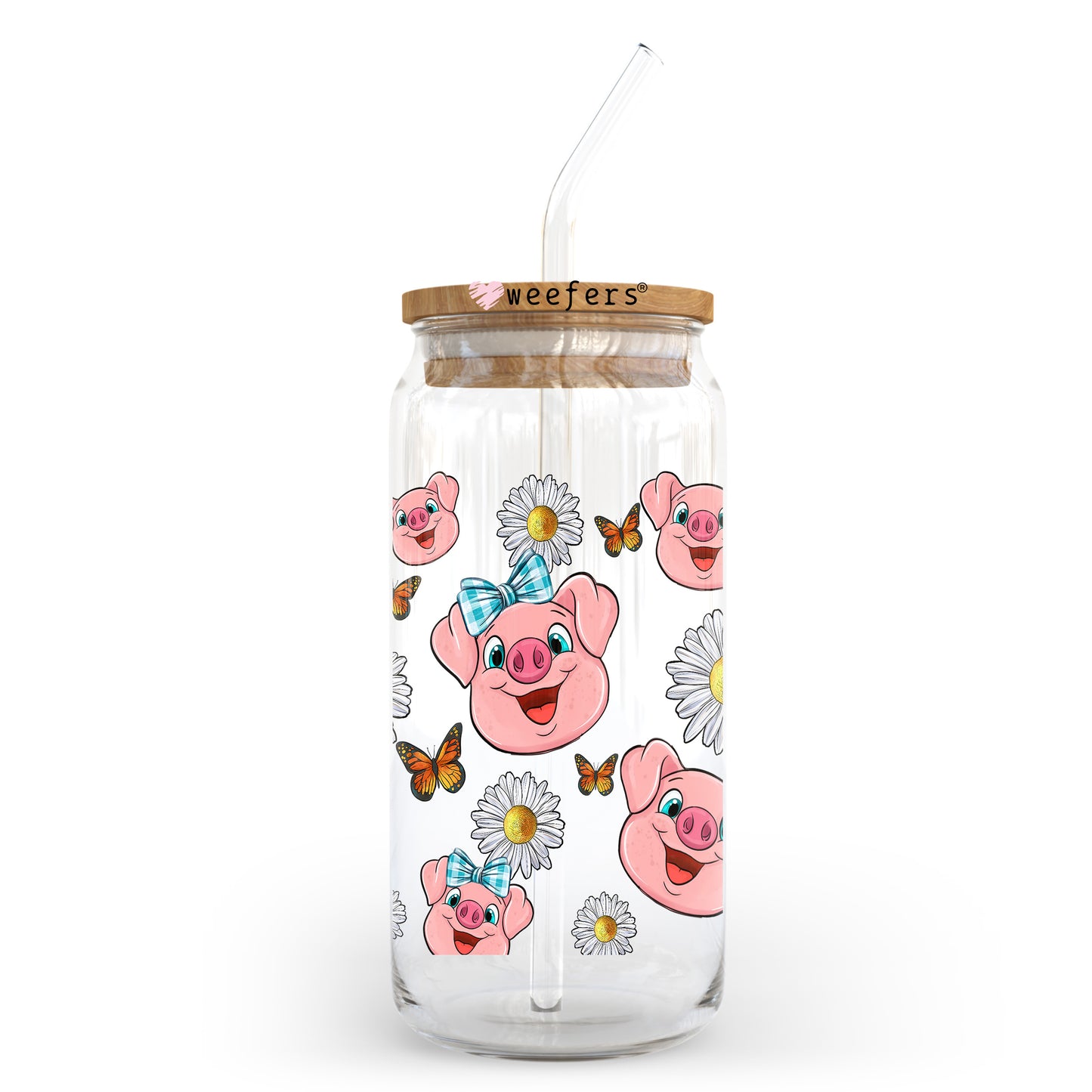 Pigs And Daisies 20oz Libbey Glass Can, 34oz Hip Sip, 40oz Tumbler, 24oz Cold Cup UV DTF or Sublimation Decal Transfer - Weefers