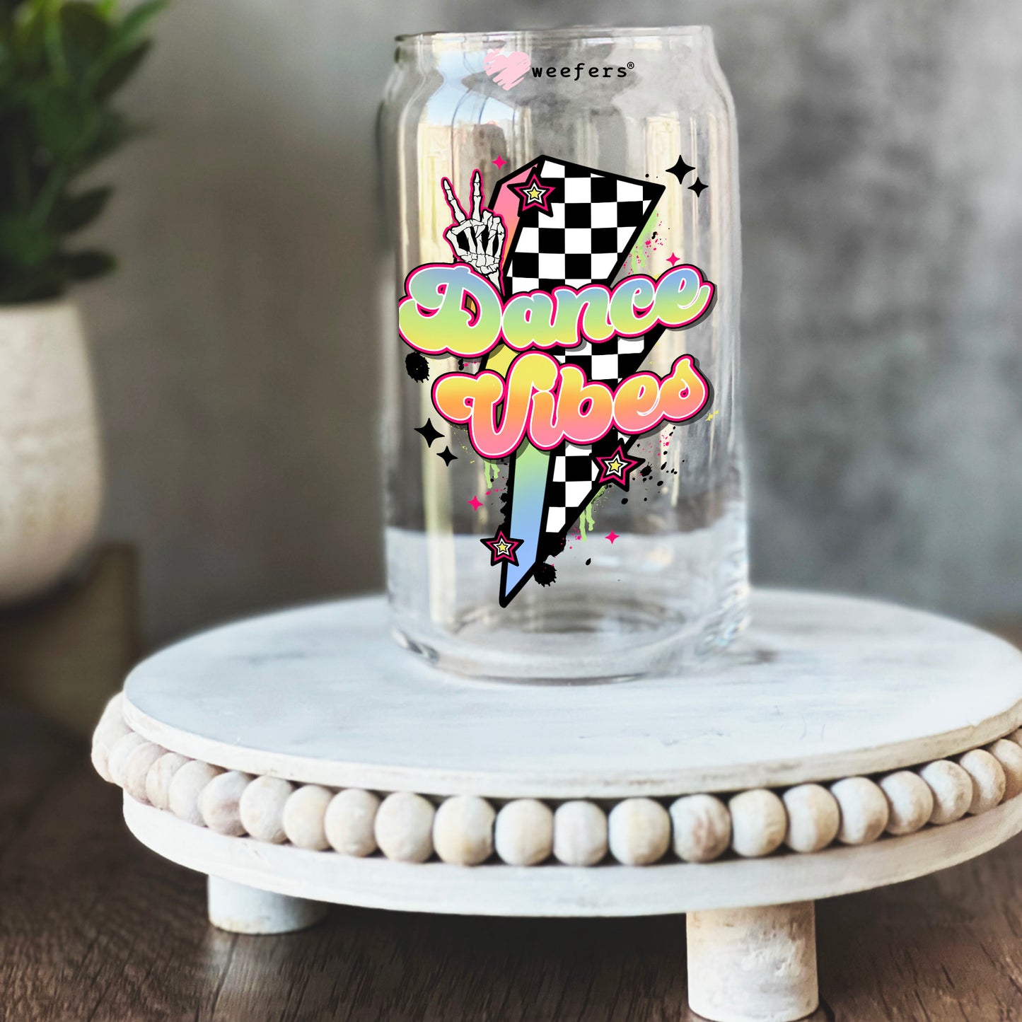 Dance Mom Vibes Lightening Bolt 16oz Libbey Glass Can UV DTF or Sublimation Wrap - Decal - Weefers