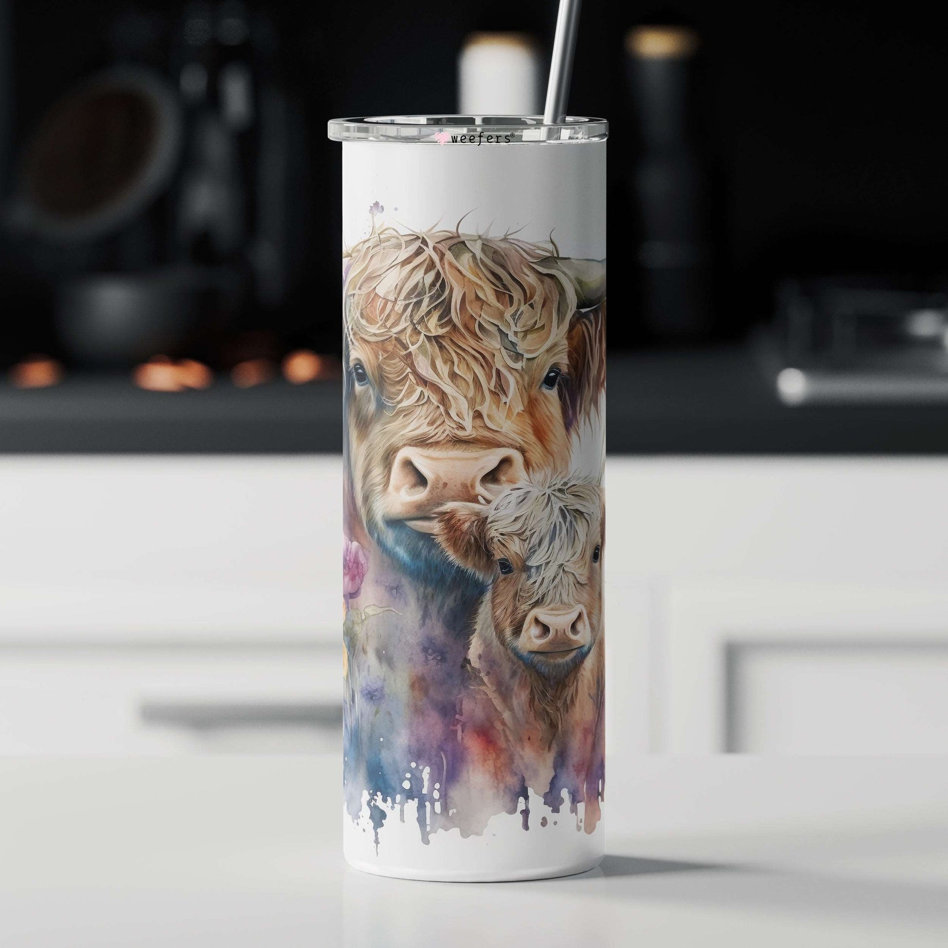 20oz Skinny Tumbler Wrap - Floral Cow - Weefers