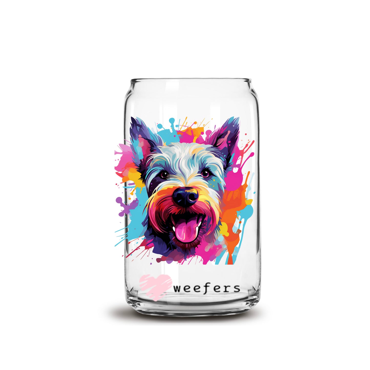 Scottish Terrier Colorful Watercolor 16oz Libbey Glass Can UV DTF or Sublimation Wrap - Decal - Weefers