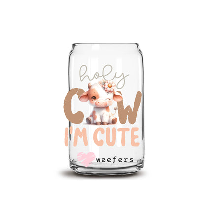 Holy Cow I'm Cute 16oz Libbey Glass Can UV DTF or Sublimation Wrap - Transfer - Weefers