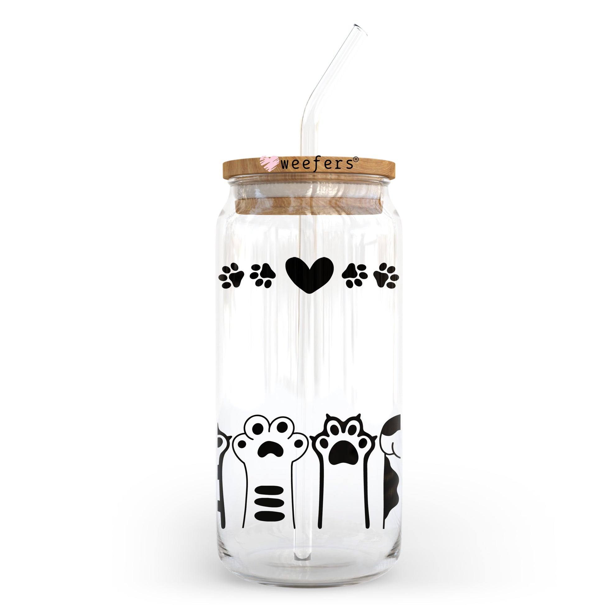 Cat Paws 20oz Libbey Glass Can, 34oz Hip Sip, 40oz Tumbler, 24oz Cold Cup UV DTF or Sublimation Decal Transfer - Weefers