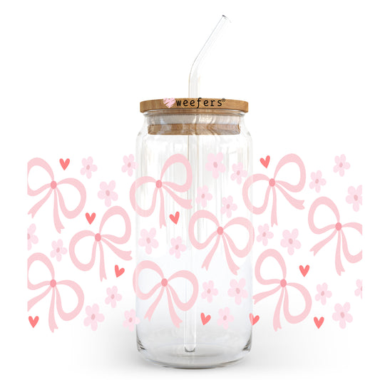 Pink Bows 20oz Libbey Glass Can, 34oz Hip Sip, 40oz Tumbler, 24oz Cold Cup UV DTF or Sublimation Decal Transfer - Weefers