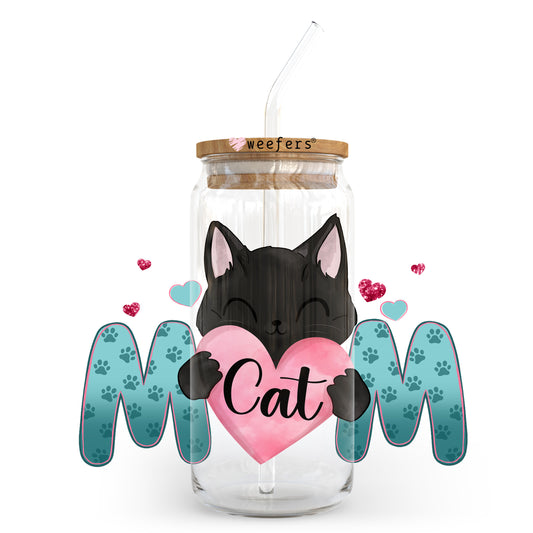 Cat Mom Heart 20oz Libbey Glass Can, 34oz Hip Sip, 40oz Tumbler, 24oz Cold Cup UV DTF or Sublimation Decal Transfer - Weefers