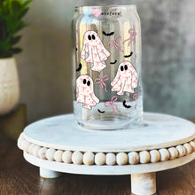 Load image into Gallery viewer, Pink Ghost Coquette Bows 16oz Libbey Glass Can UV DTF Full Decal Transfer - Weefers
