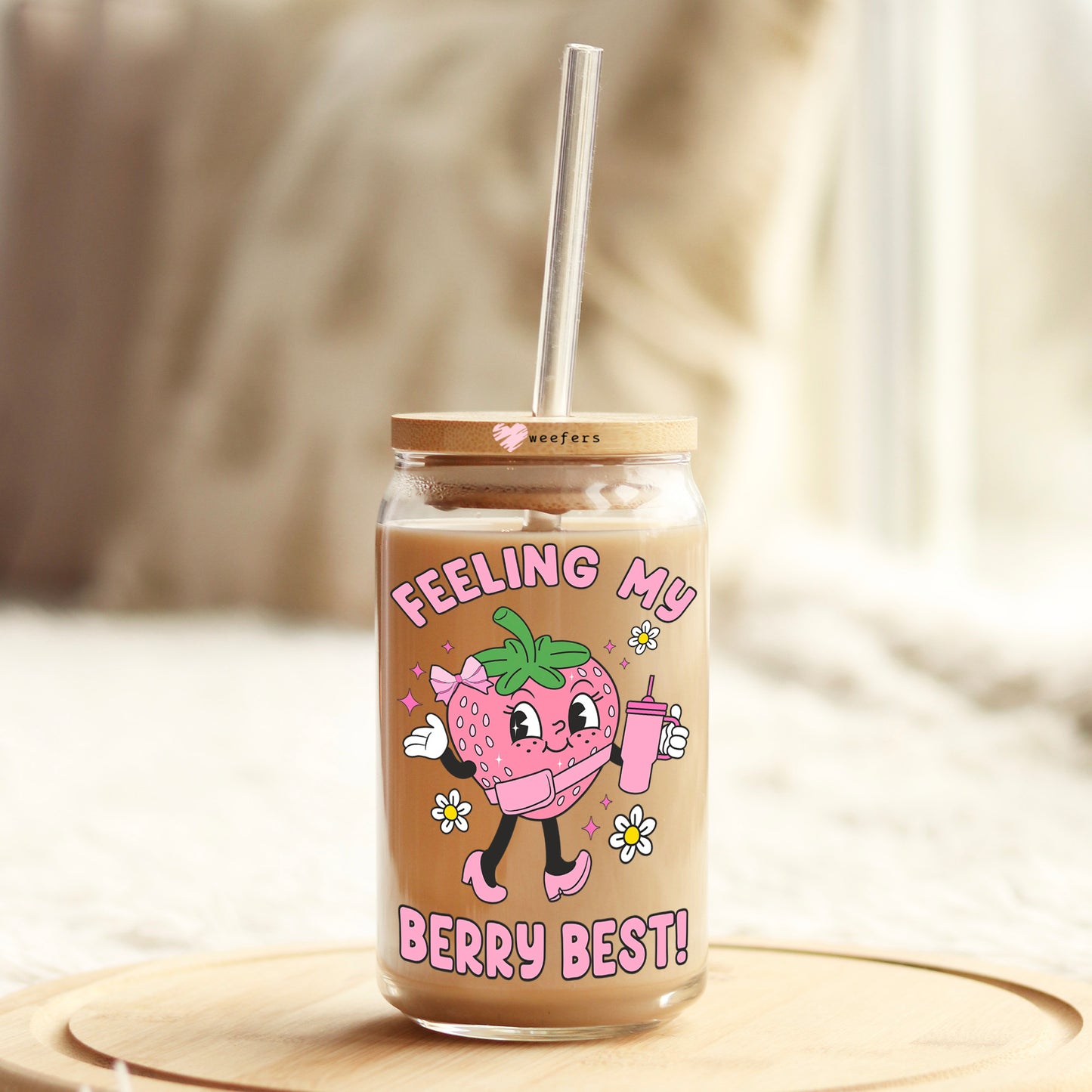 Feeling My Berry Best 16oz Libbey Glass Can UV DTF or Sublimation Wrap - Decal Transfers - Weefers