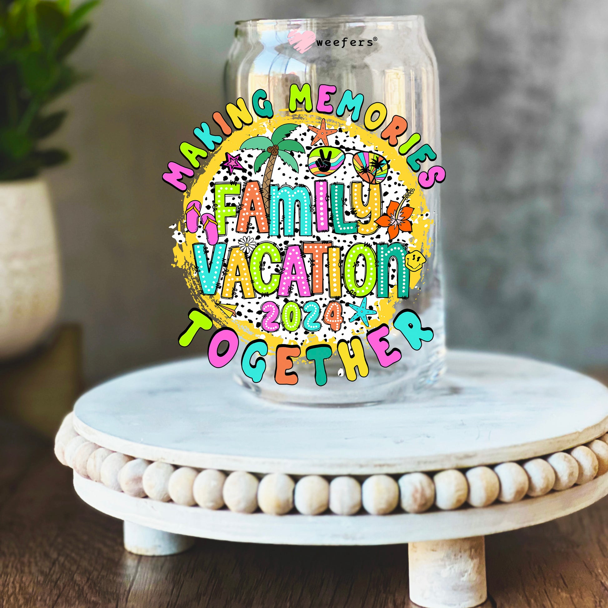 Making Memories Family Vacation 2024 Together 16oz Libbey Glass Can UV DTF or Sublimation Wrap Decal Transfer - Weefers