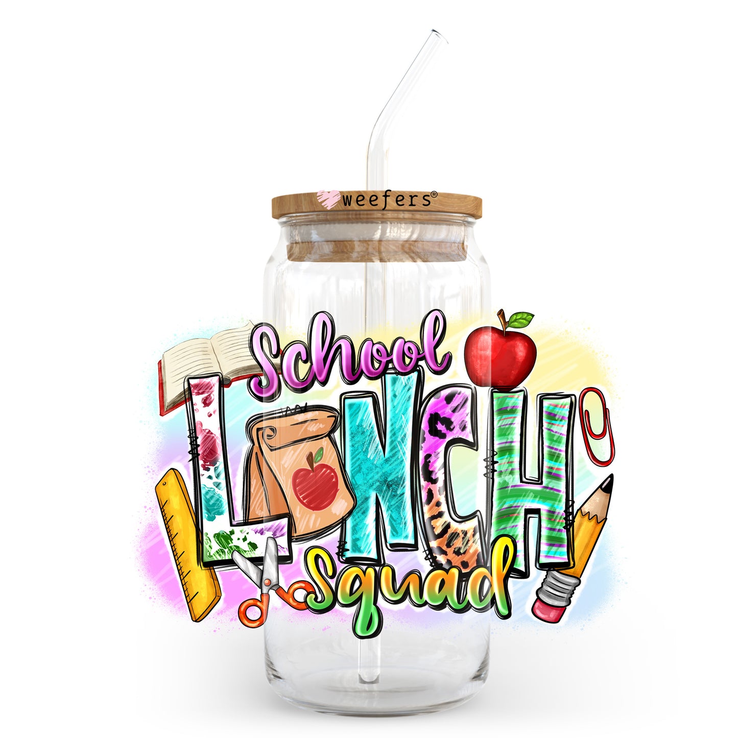 School Lunch Squad 20oz Libbey Glass Can, 34oz Hip Sip, 40oz Tumbler, 24oz Cold Cup UV DTF or Sublimation Decal Transfer - Weefers