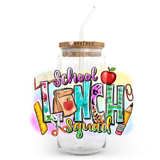 School Lunch Squad 20oz Libbey Glass Can, 34oz Hip Sip, 40oz Tumbler, 24oz Cold Cup UV DTF or Sublimation Decal Transfer - Weefers