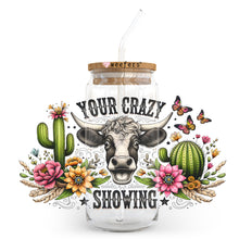 Load image into Gallery viewer, a glass jar with a cow&#39;s head and flowers on it
