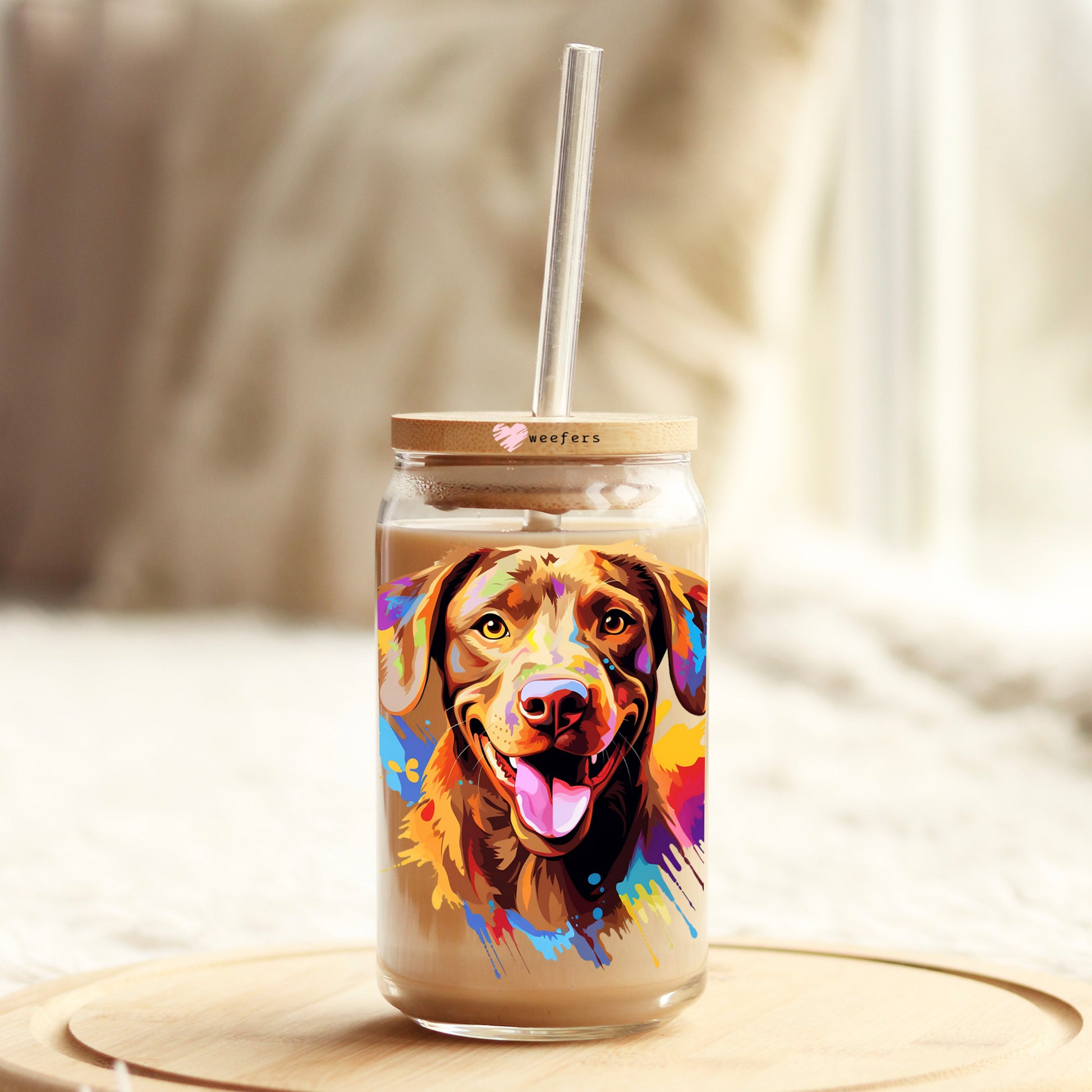 Chesapeake Bay Retriever Colorful Watercolor 16oz Libbey Glass Can UV DTF or Sublimation Wrap - Decal - Weefers