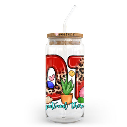 Red OT Occupational Therapist 20oz Libbey Glass Can UV DTF or Sublimation Wrap - Decal Transfer - Weefers