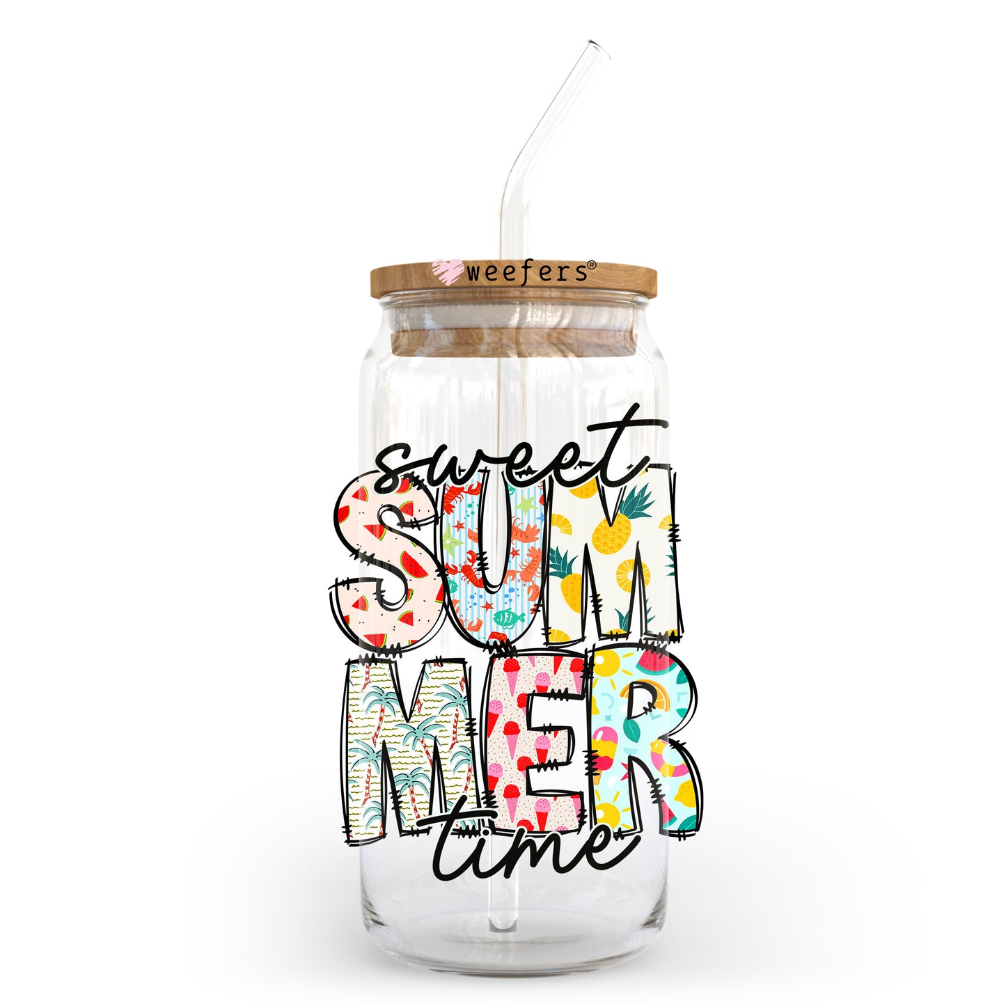 Sweet Summertime Tropical 20oz Libbey Glass Can UV DTF or Sublimation Decal Transfer - Weefers