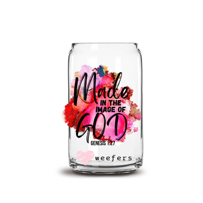 Made in the Image of God  16oz Libbey Glass Can UV DTF or Sublimation Wrap - Decal - Weefers