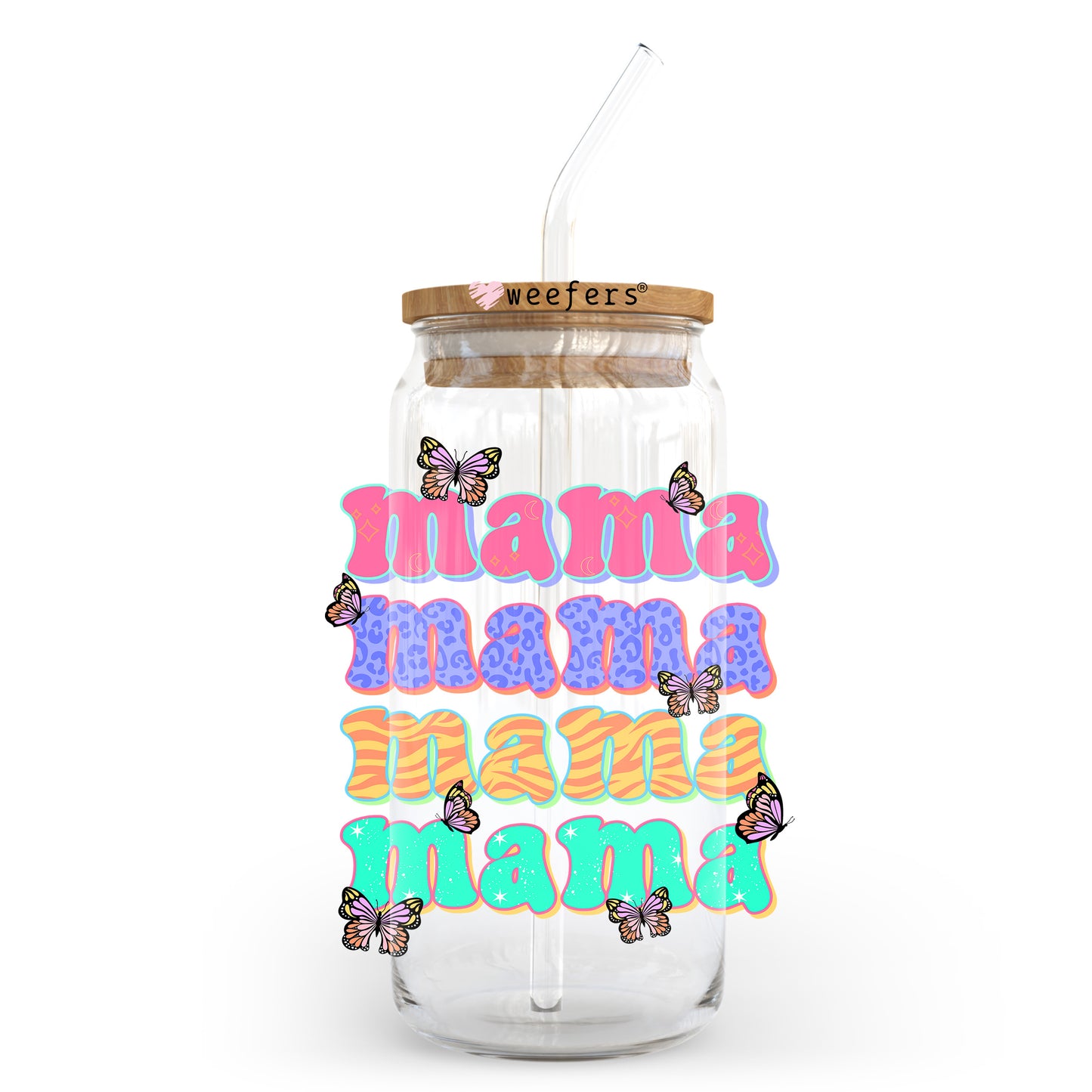 Mama Stacked Colorful 20oz Libbey Glass Can UV DTF or Sublimation Decal - Weefers