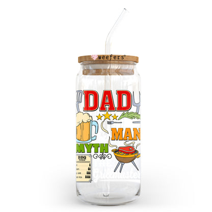 Dad the Man the Myth the Grillmaster White 20oz Libbey Glass Can, 34oz Hip Sip, 40oz Tumbler, 24oz Cold Cup UV DTF or Sublimation Decal Transfer - Weefers