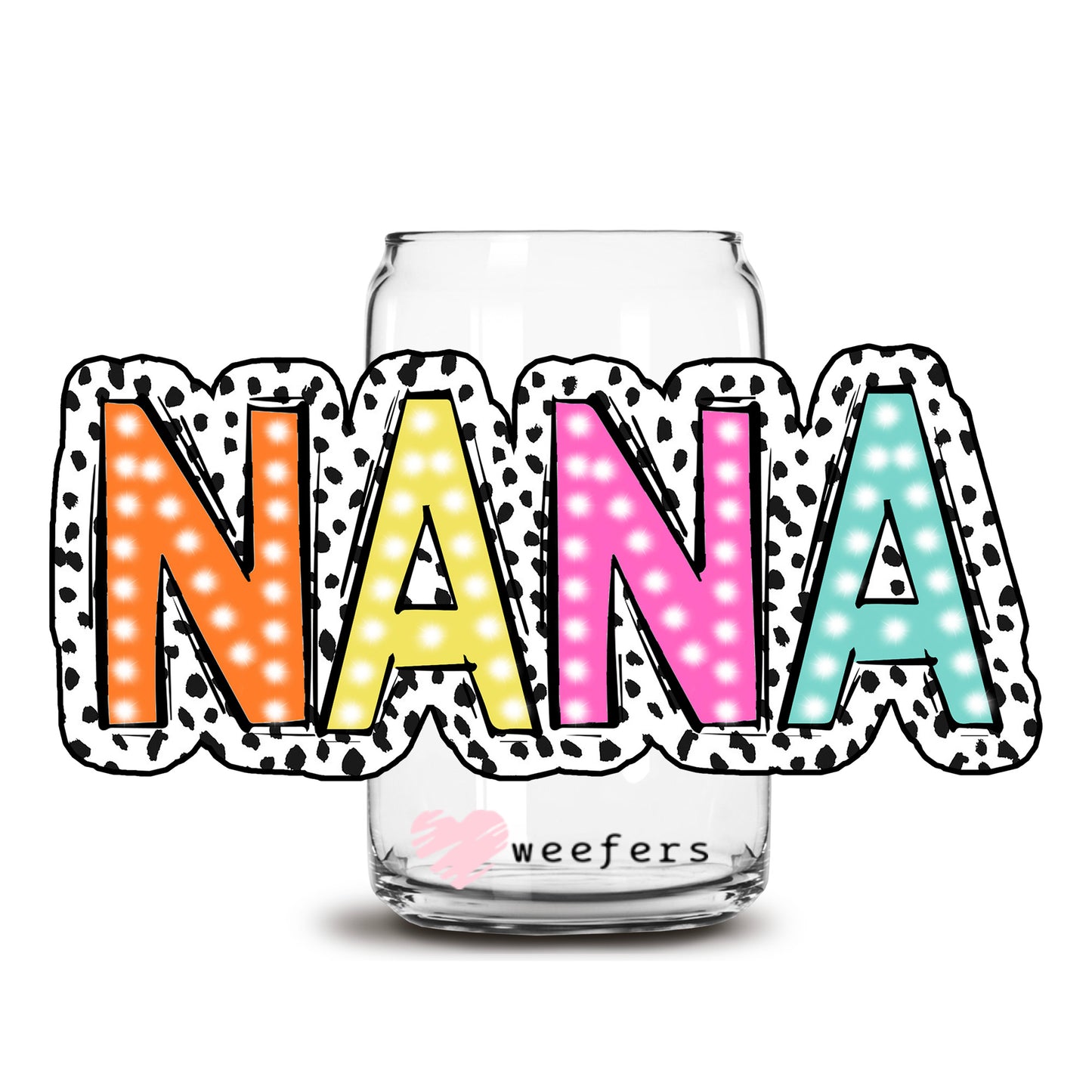 Nana 16oz Libbey Glass Can UV DTF or Sublimation Wrap - Decal Transfer - Weefers