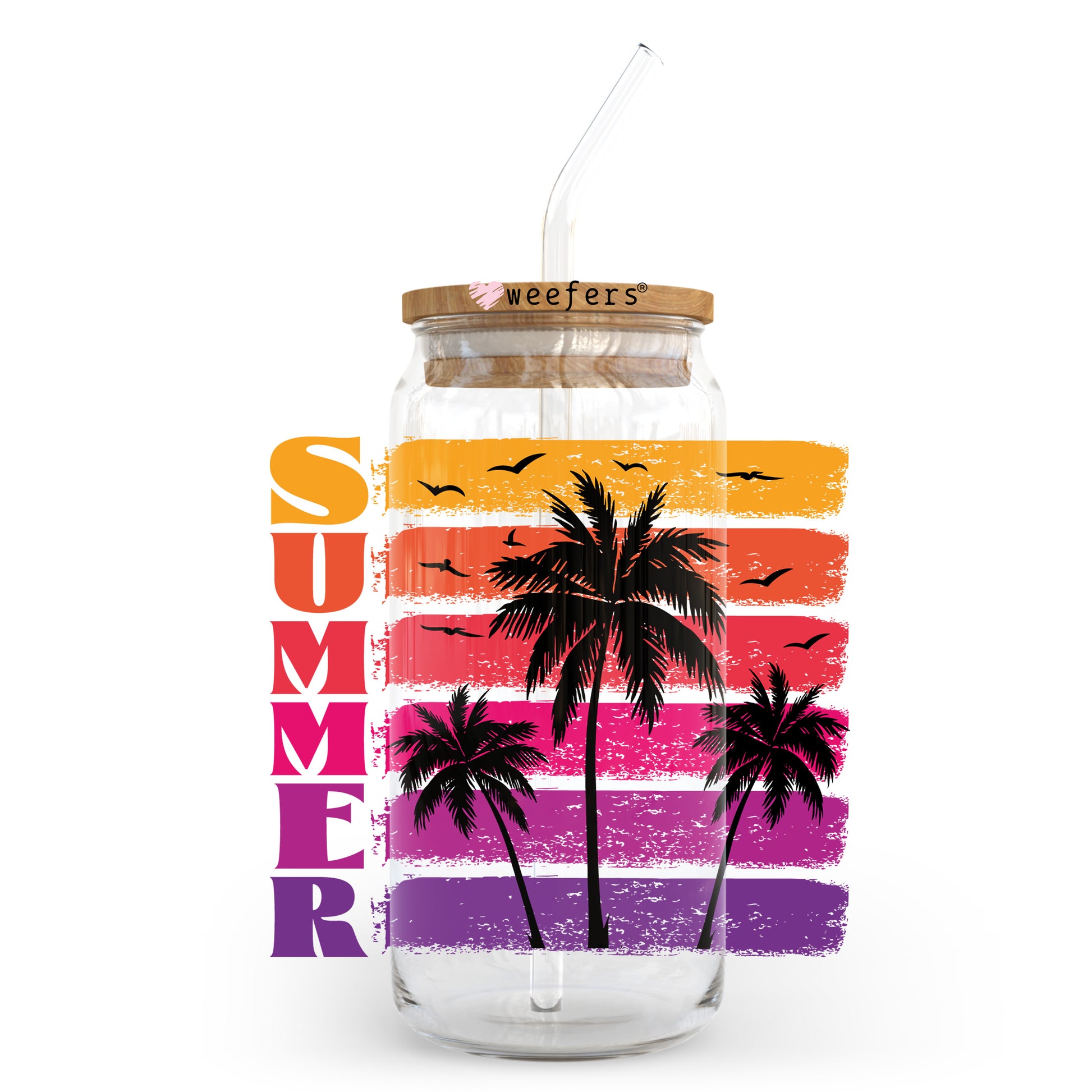 Summer Sunset 20oz Libbey Glass Can, 34oz Hip Sip, 40oz Tumbler, 24oz Cold Cup UV DTF or Sublimation Decal Transfer - Weefers